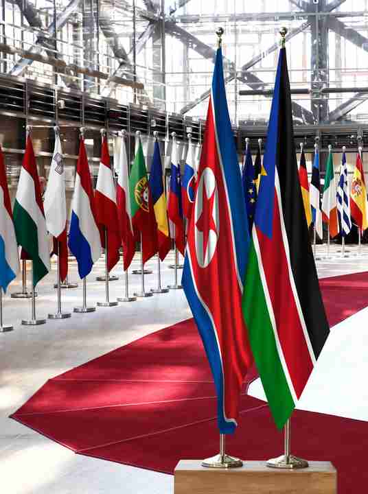 North Korea South Sudan Flags
