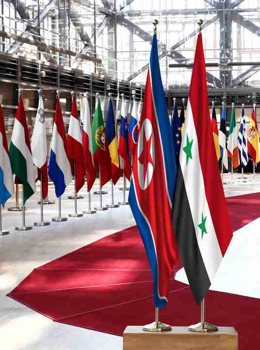 North Korea Syria Flags