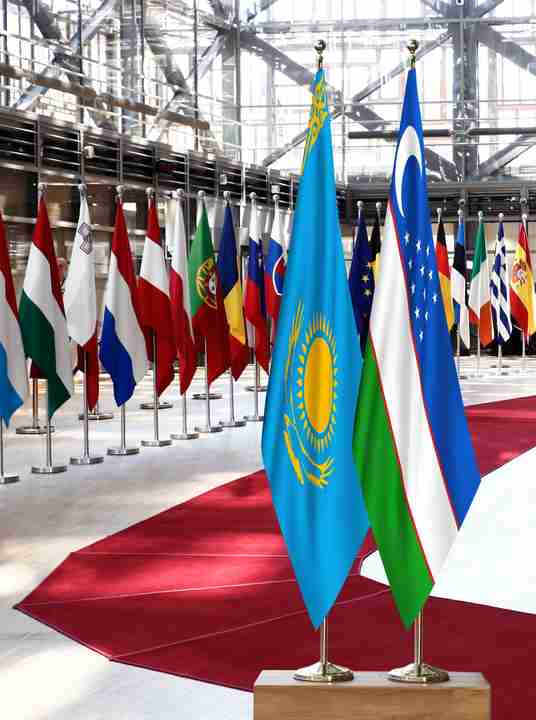 Kazakhstan Uzbekistan Flags