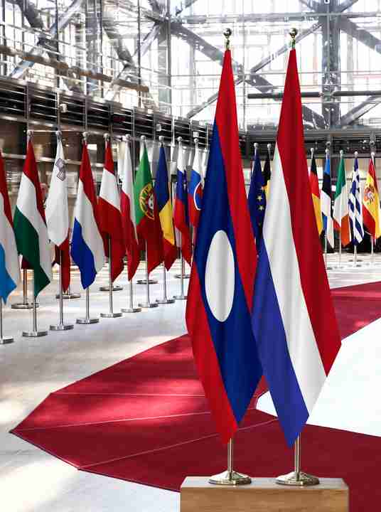 Laos Netherlands Flags
