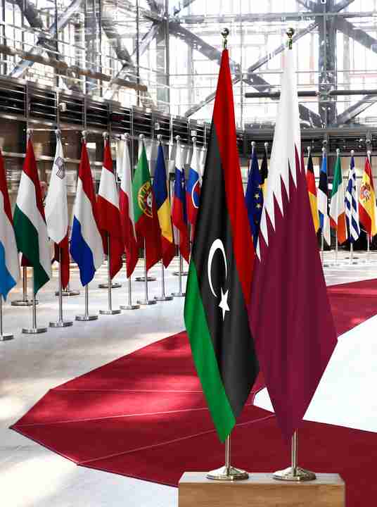 Libya Qatar Flags