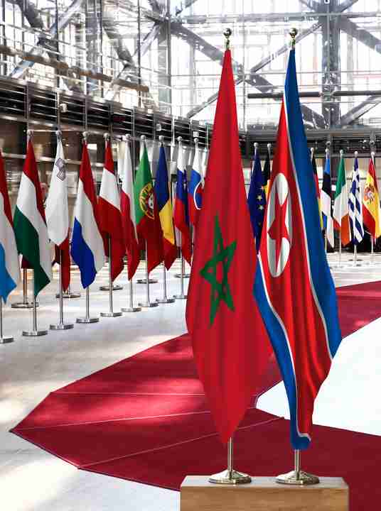 Morocco North Korea Flags