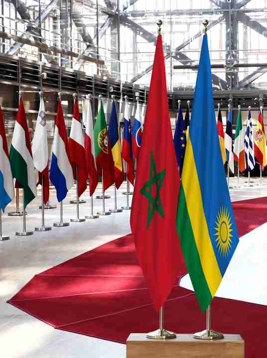 Morocco Rwanda Flags