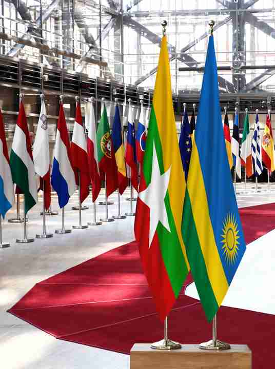 Myanmar Rwanda Flags