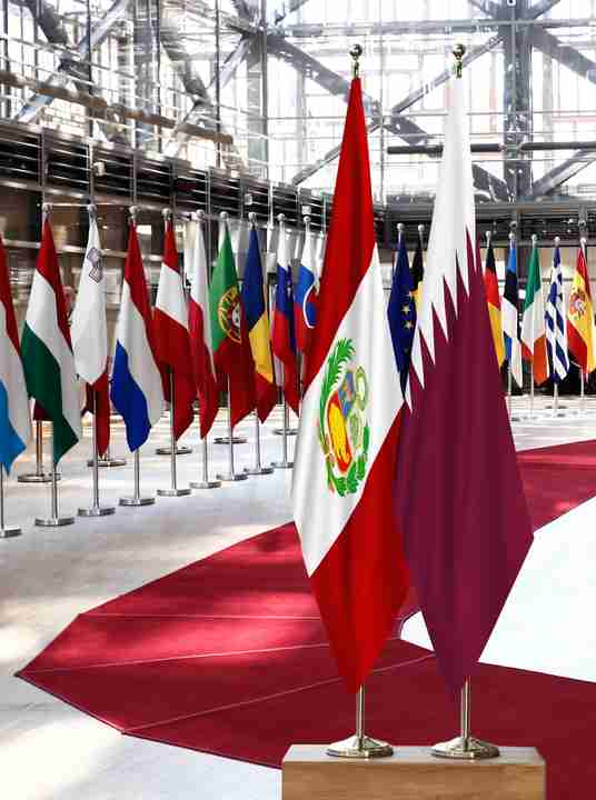 Peru Qatar Flags