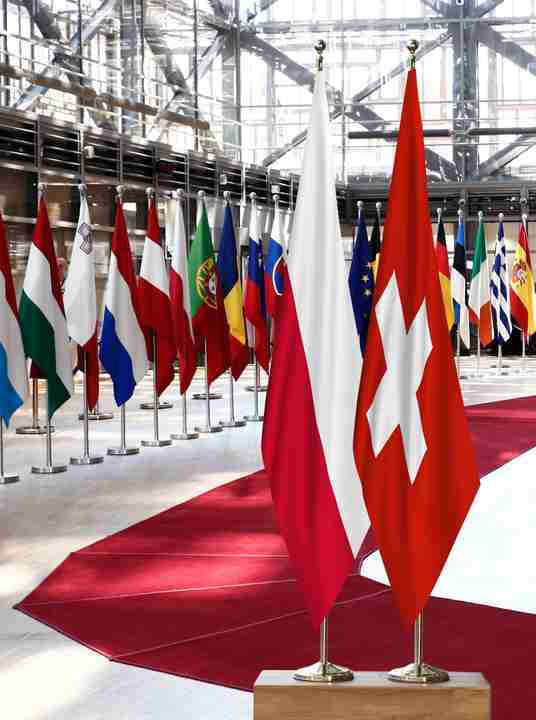 Poland Switzerland Flags