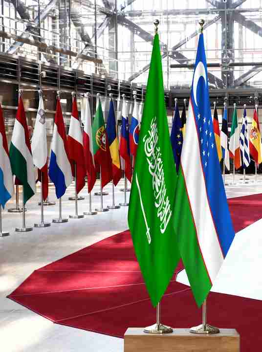 Saudi Arabia Uzbekistan Flags