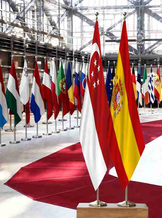 Singapore Spain Flags