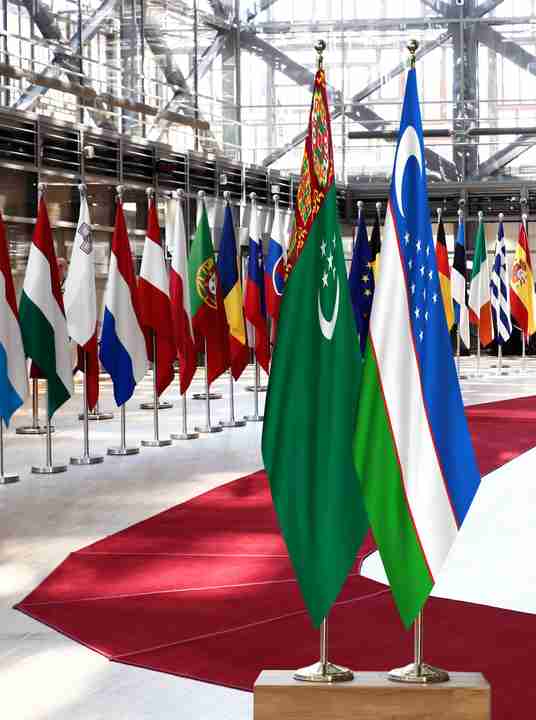 Turkmenistan Uzbekistan Flags