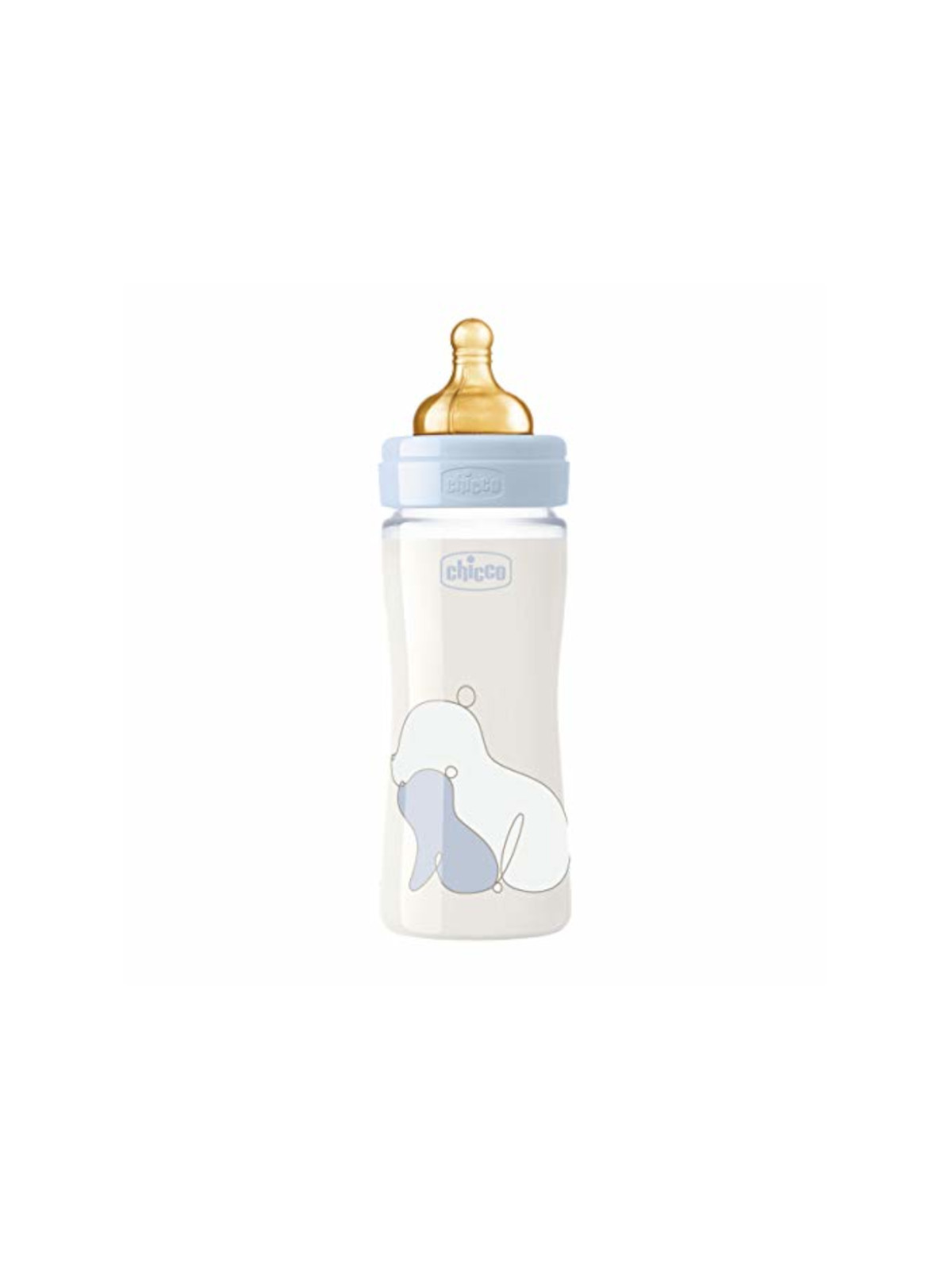 Chicco caucciù original touch azzurro 240ml flusso lento - bottiglia di vetro - CHICCO
