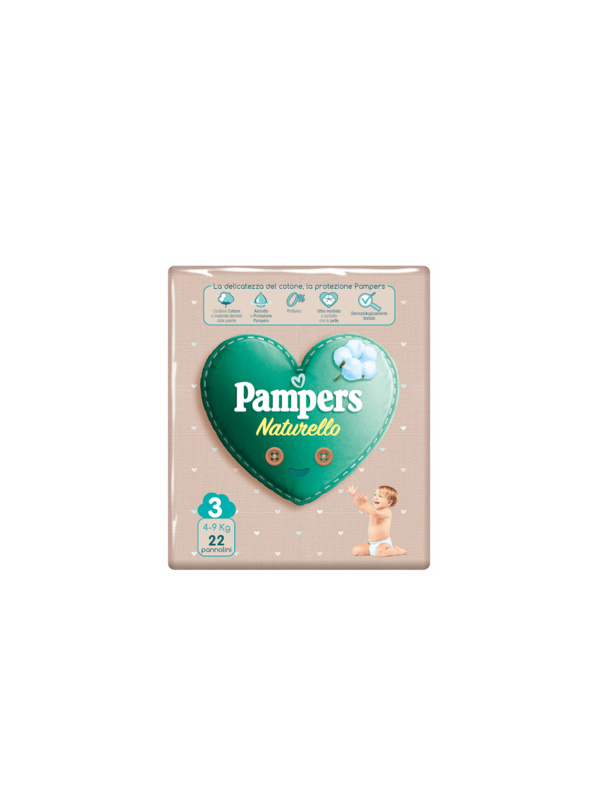 Pampers naturello 0% profumo, taglia 3 (4-9 kg) - 22 pz - Pampers