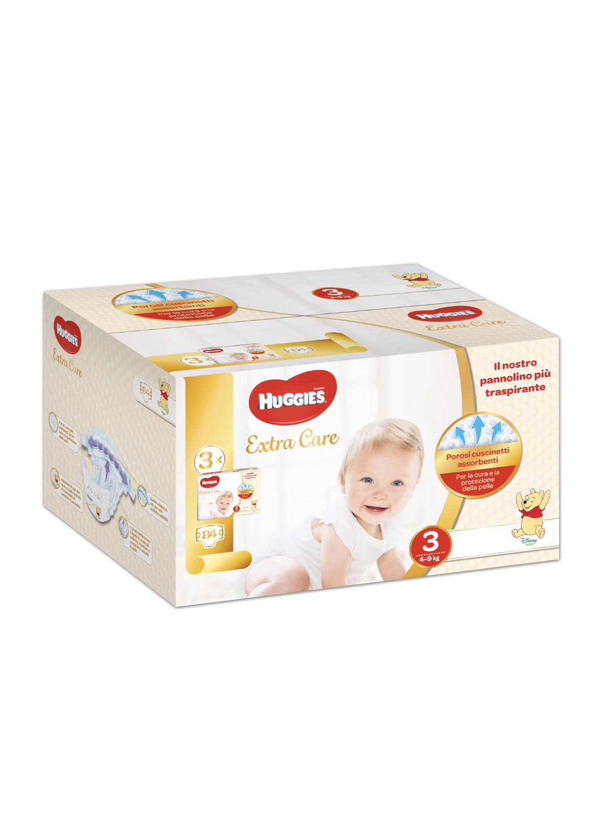 Huggies extra care trio pack taglia 3 (4-9 kg)- 84 pz - Huggies