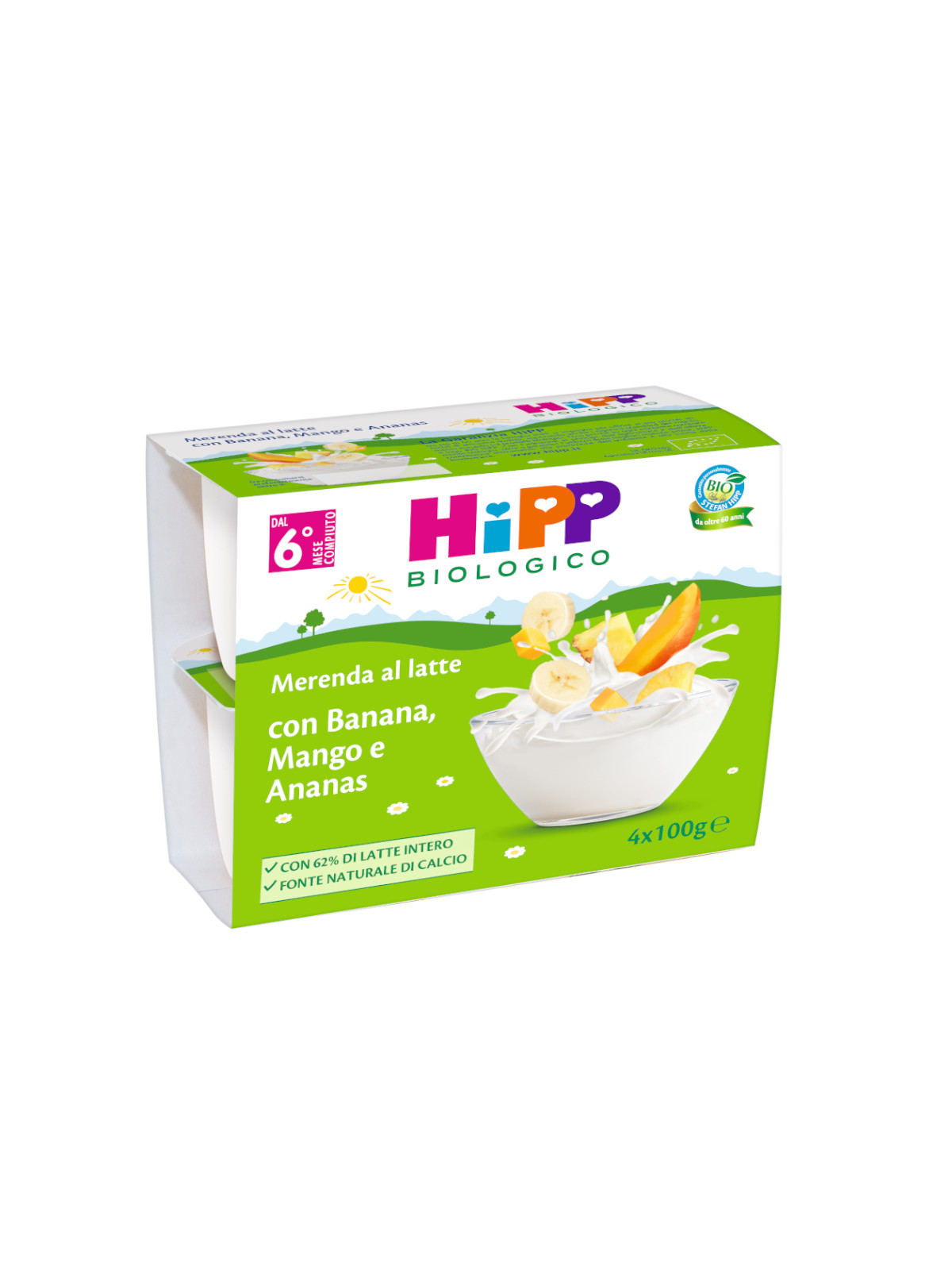 Merenda al latte - banana mango e ananas 4x100 gr - Hipp