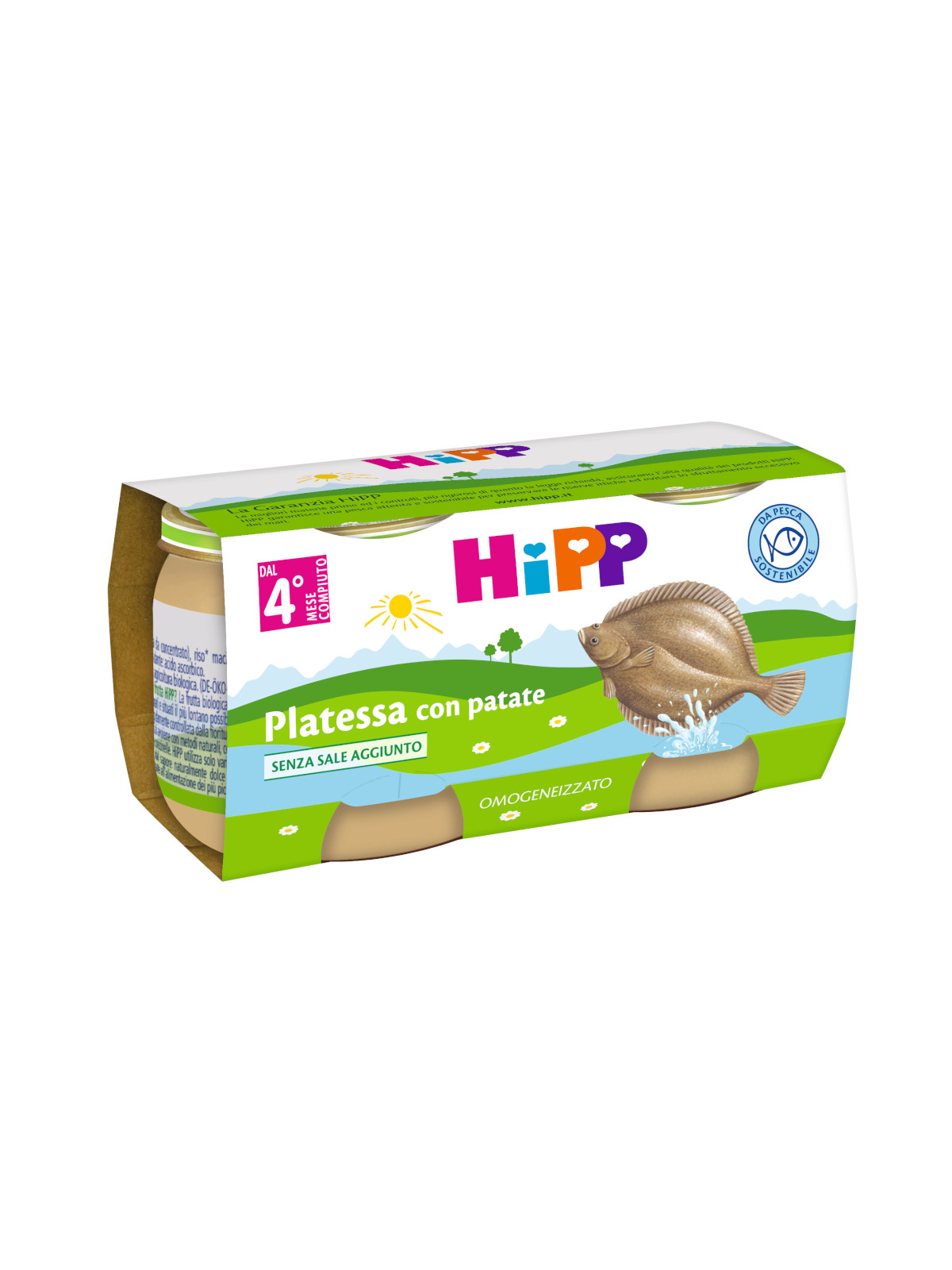 Hipp - omogeneizzato platessa con patate 2x80g - Hipp