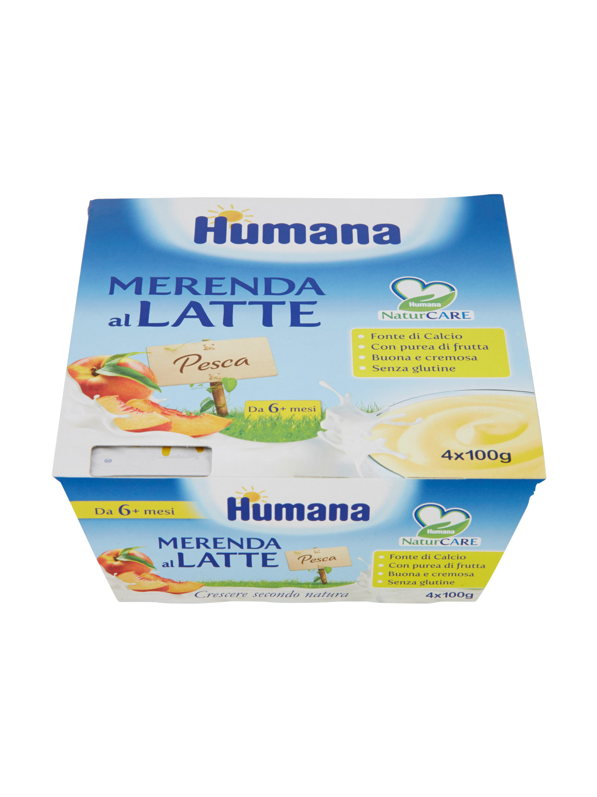 Humana merenda al latte pesca 4x100 gr - HUMANA
