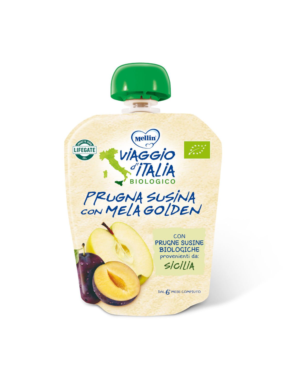 Mellin - pouch bio mela prugna susina 90 gr - Viaggio d'italia