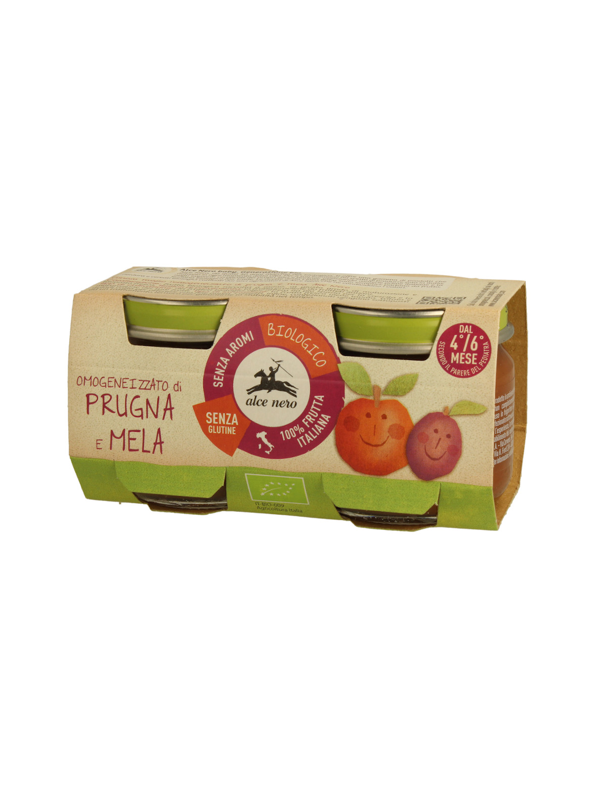 Omogeneizzato prugna e mela baby food bio alce nero 80g*2 - Alce Nero