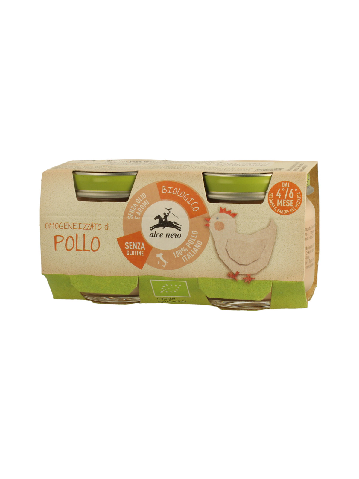 Omogeneizzato di pollo baby food bio alce nero 80g*2 - Alce Nero