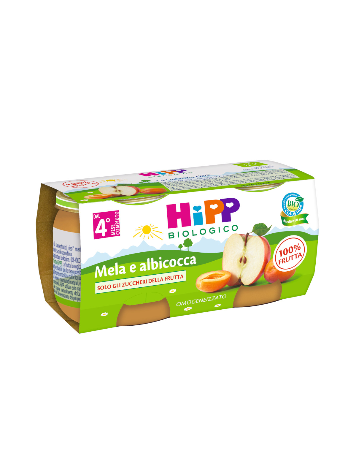 Omogeneizzato albicocca e mela 100% 2x80g - Hipp