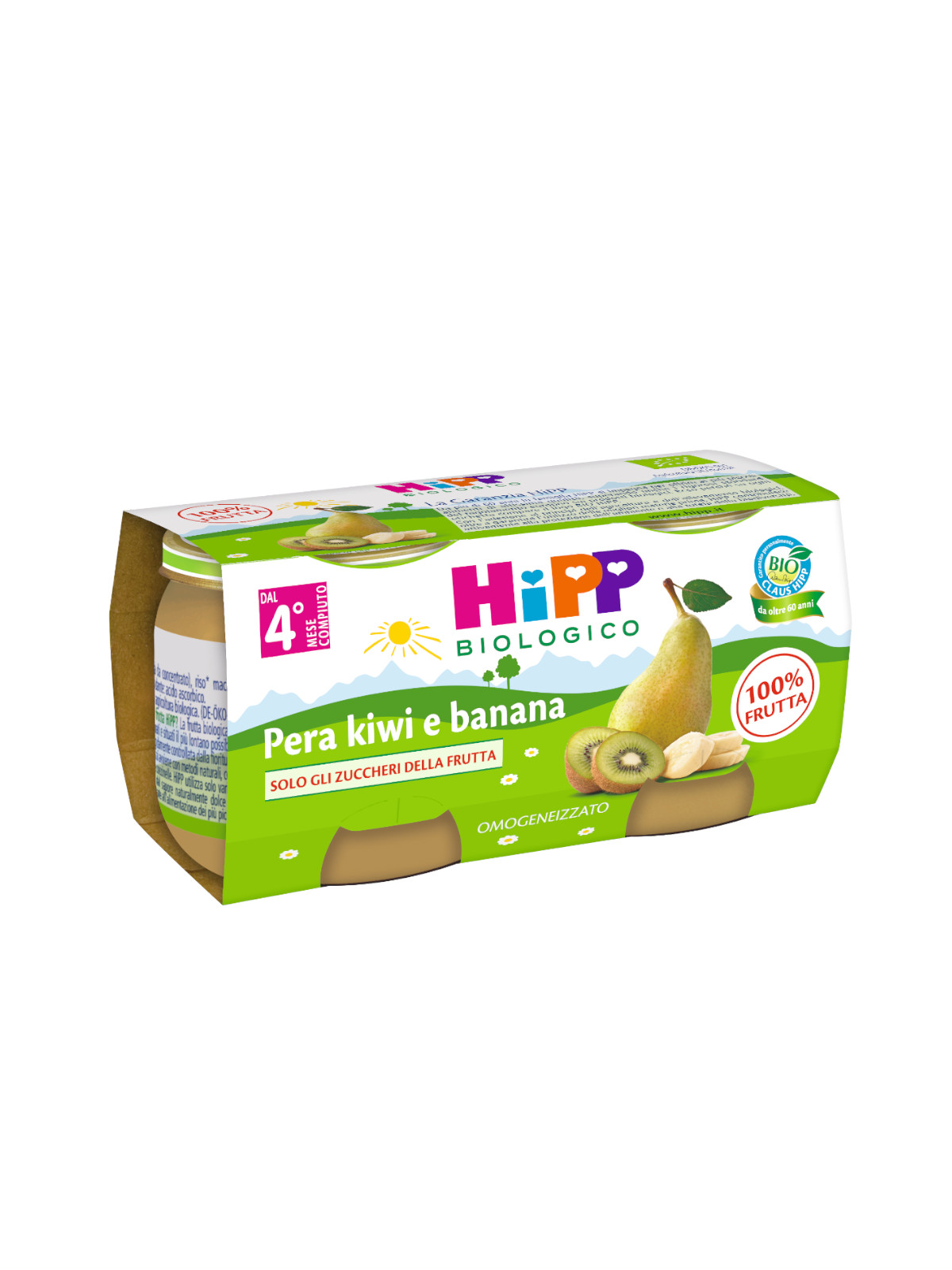Omogeneizzato kiwi, banana e pera 100% 2x80g - HiPP