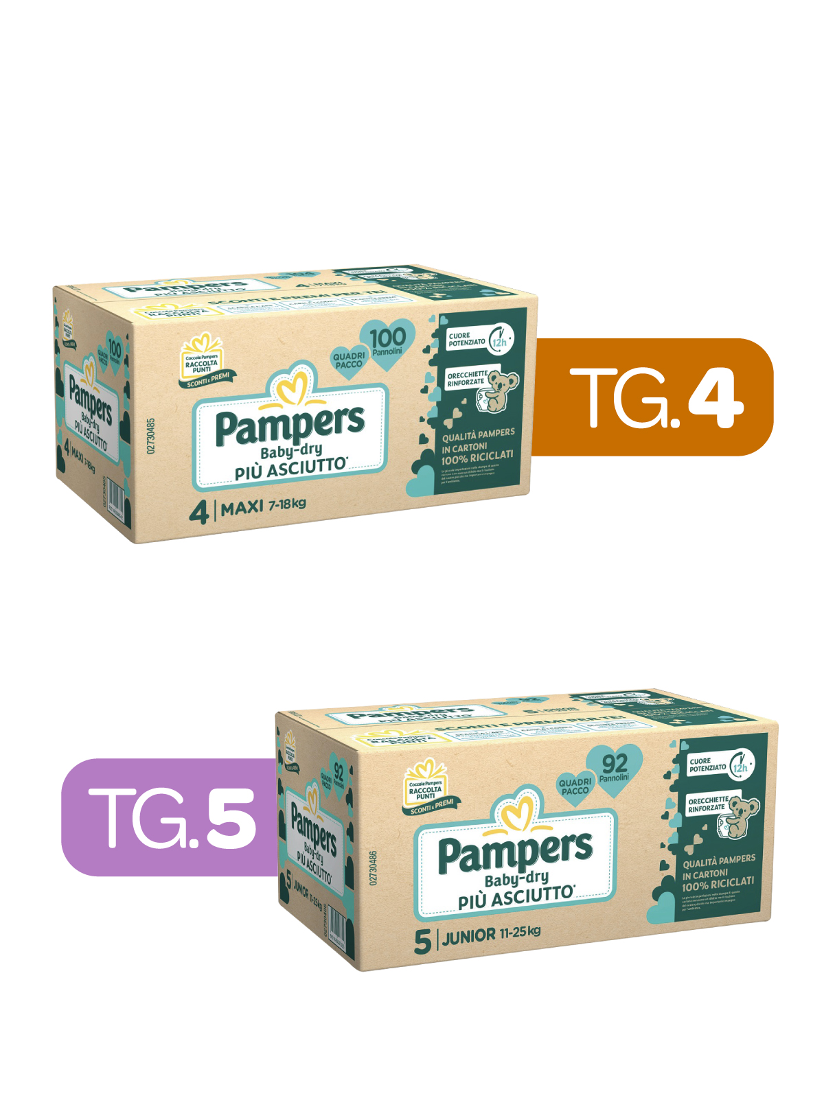 Pampers – quadri baby dry taglia 5 (11-25 kg) – 92 pz + special pack baby dry mutandino maxi taglia 4 (8-15 kg) – 80 pz -