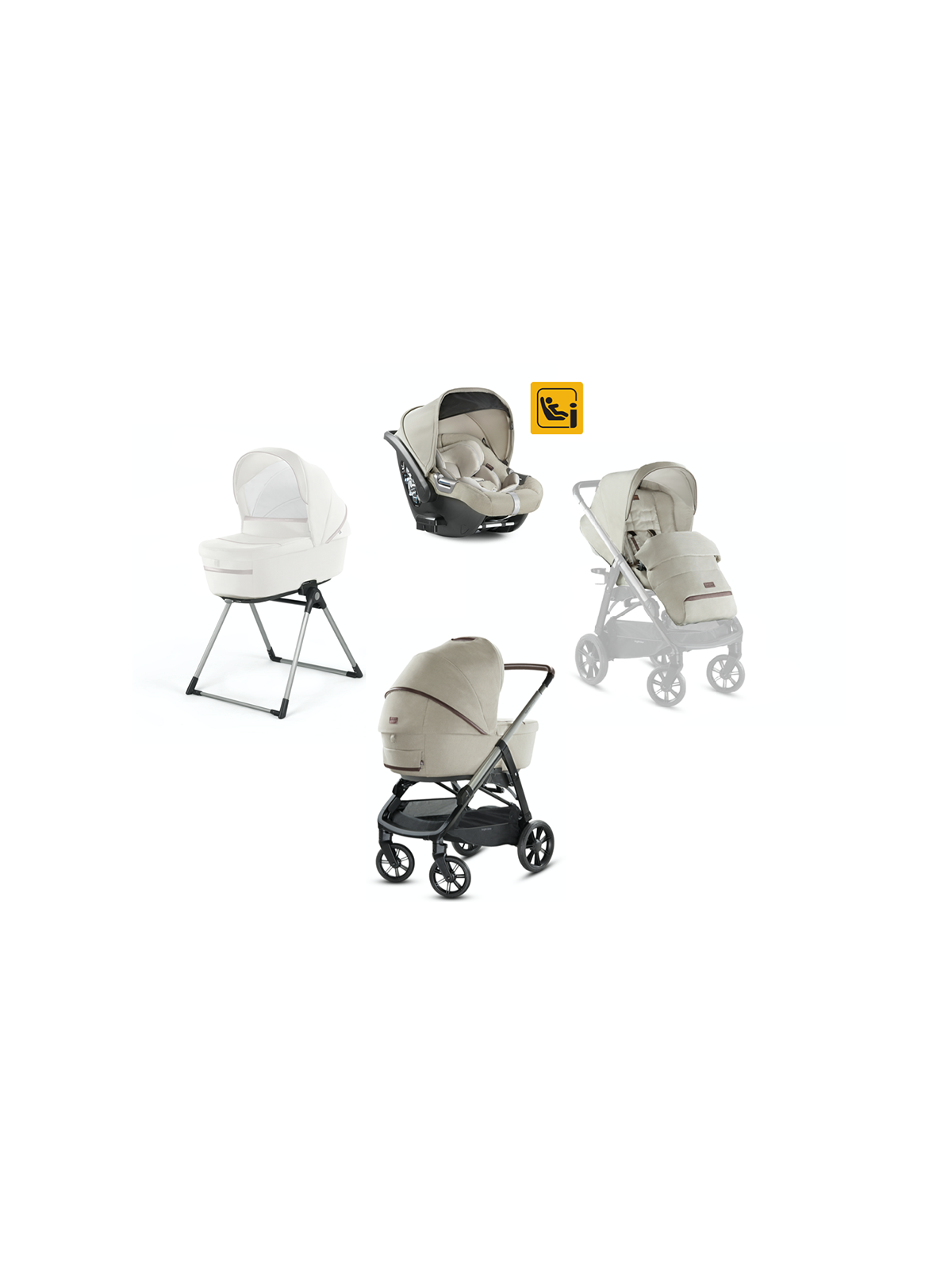 Aptica system quattro con seggiolino darwin infant i-size - colore cashmere beige - INGLESINA