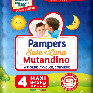 Pampers - sole&luna mutandino maxi, taglia 4, confezione da 15 mutandine - Pampers