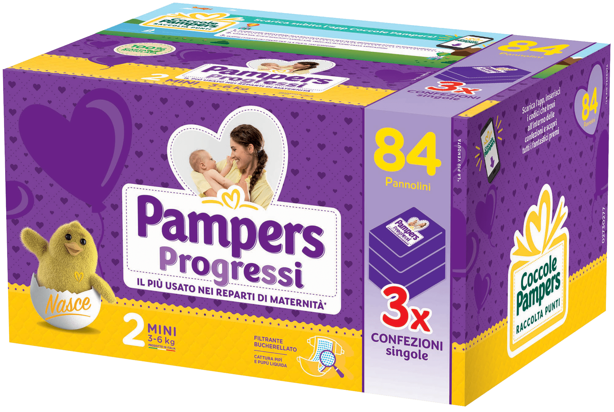 Pampers - progressi mini, 84 pannolini, taglia 2 (3-6 kg) - Pampers