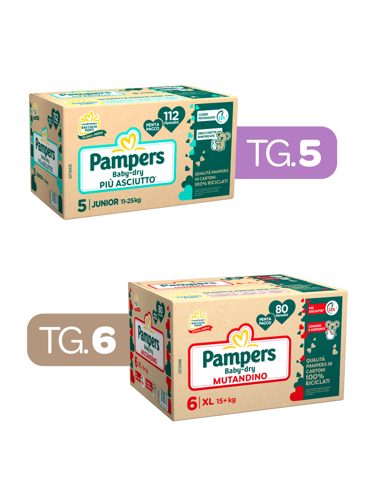 Pampers – baby dry tradizionale tg. 5 x112 pz + mutandino baby dry tg. 6 x80 pz - 