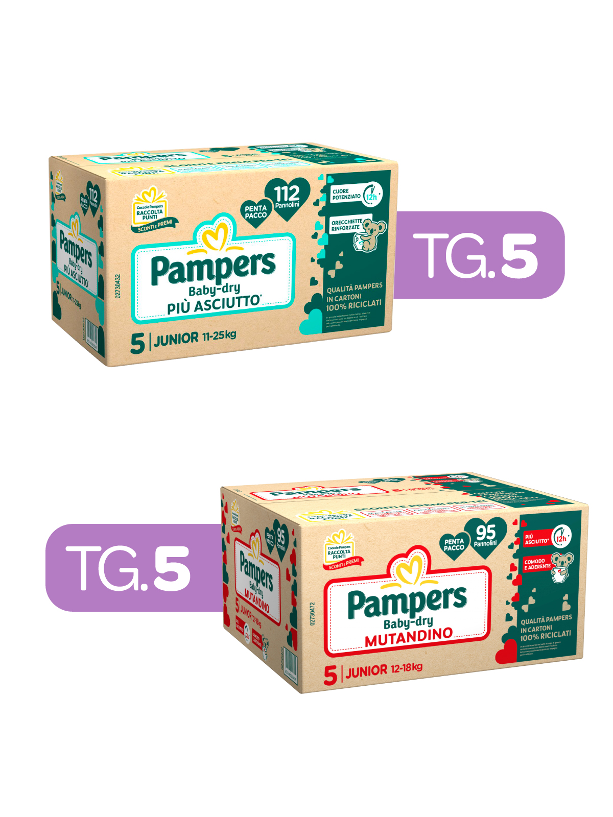 Pampers – baby dry tradizionale tg. 5 x112 pz + mutandino baby dry tg. 5 x95 pz - 