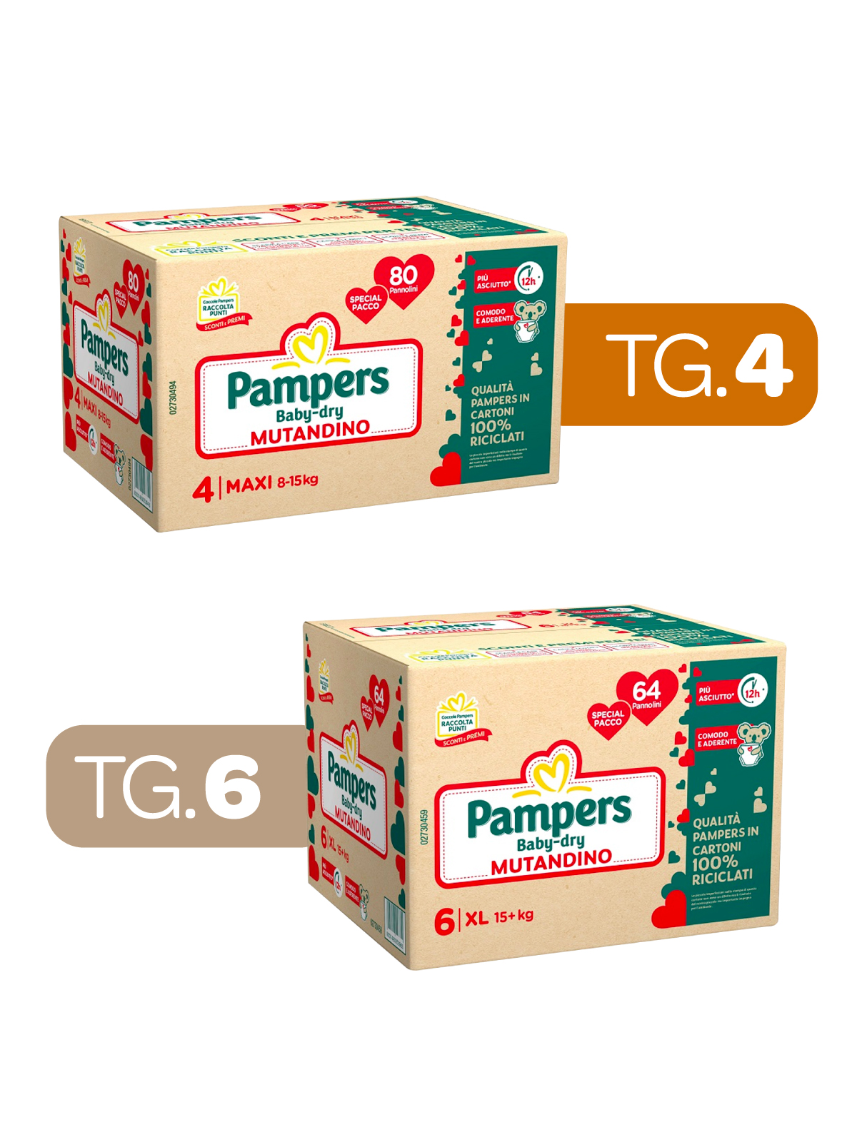 Pampers – special pack baby dry mutandino maxi taglia 4 (8-15 kg) – 80 pz + special pack baby dry mutandino xl taglia 6 (15+ kg) – 64 pz - 