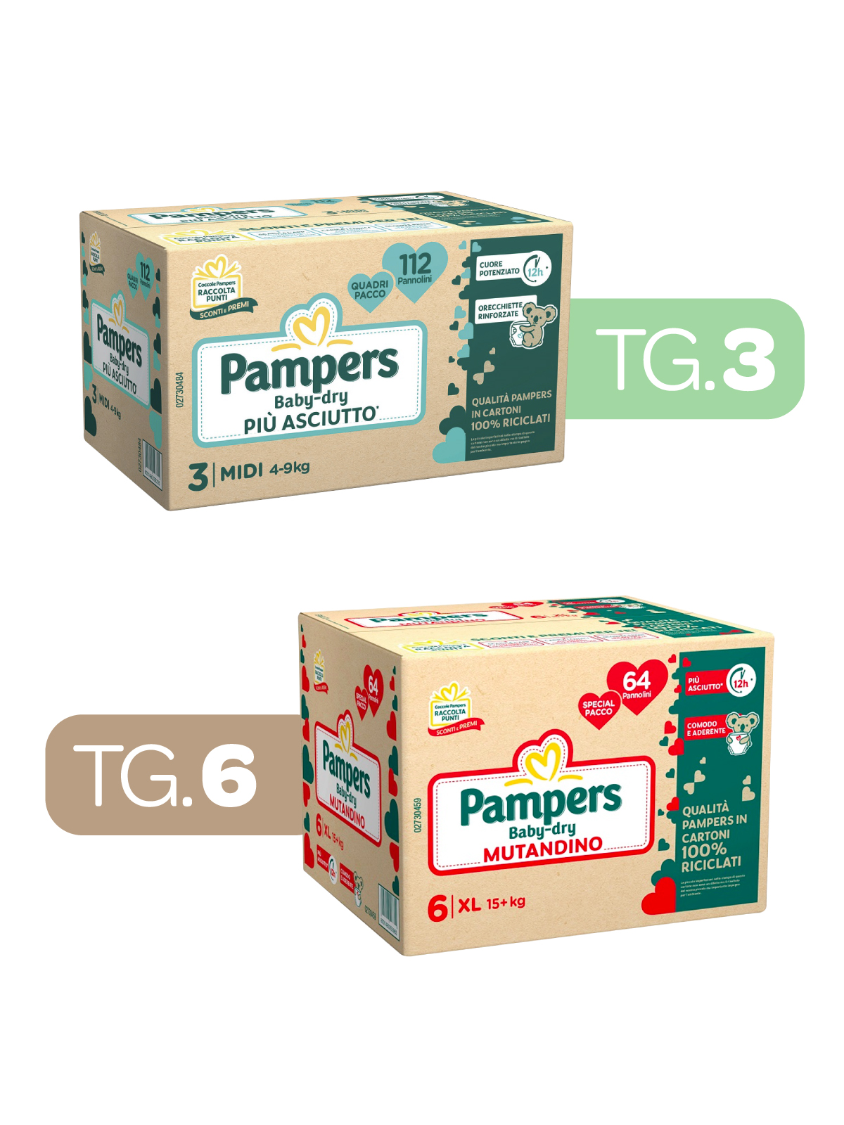Pampers – quadri baby dry taglia 3 (4-9 kg) – 112 pz + special pack baby dry mutandino xl taglia 6 (15+ kg) – 64 pz -