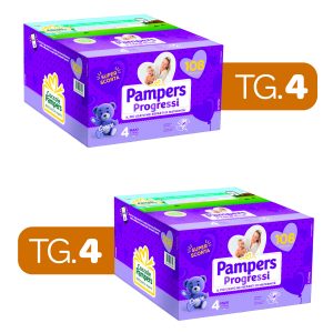 Pampers – 2 pack pannolini progressi pentapack tg. 4 (108 pz) - 