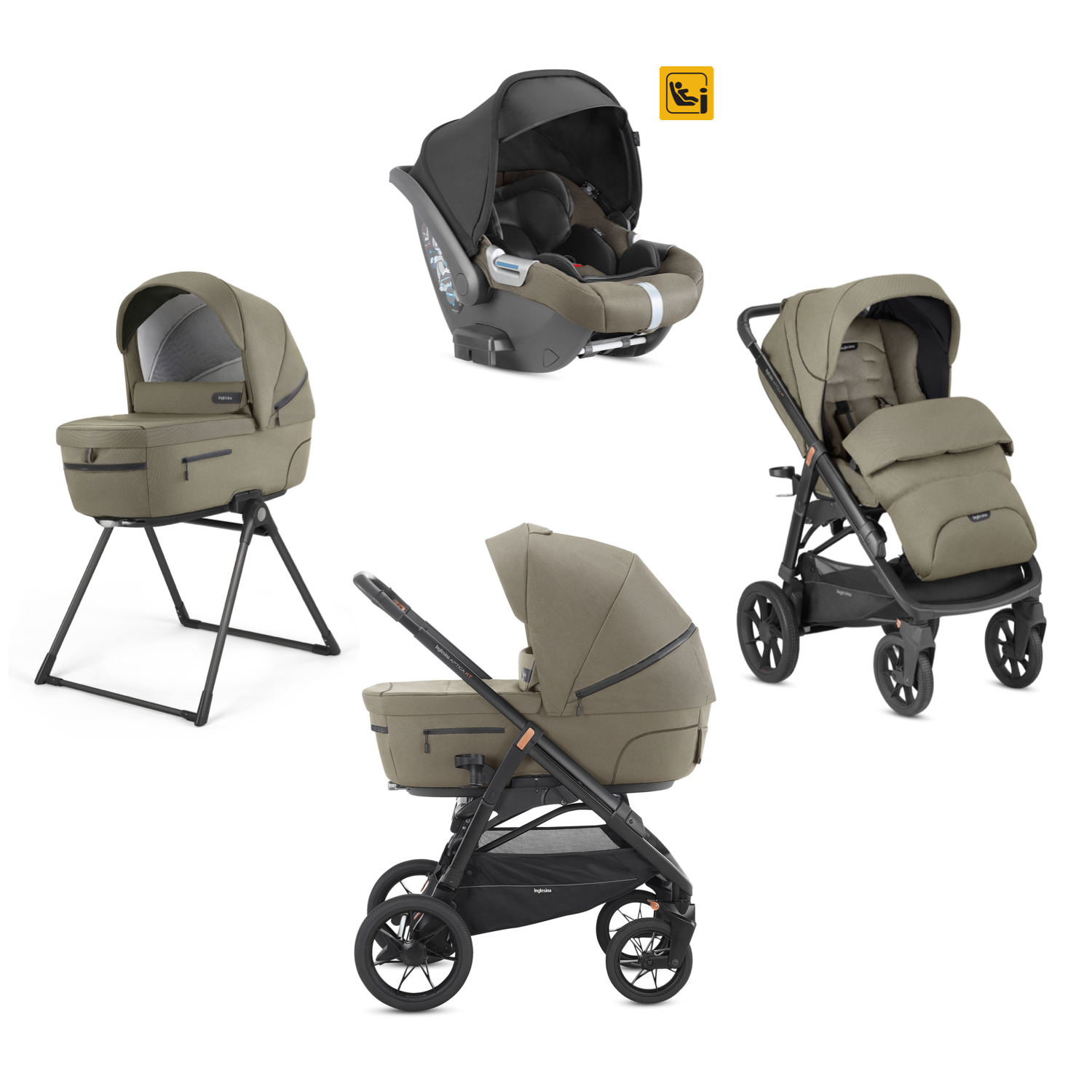 Aptica xt system quattro con seggiolino darwin infant i-size - colore tuareg beige - Inglesina