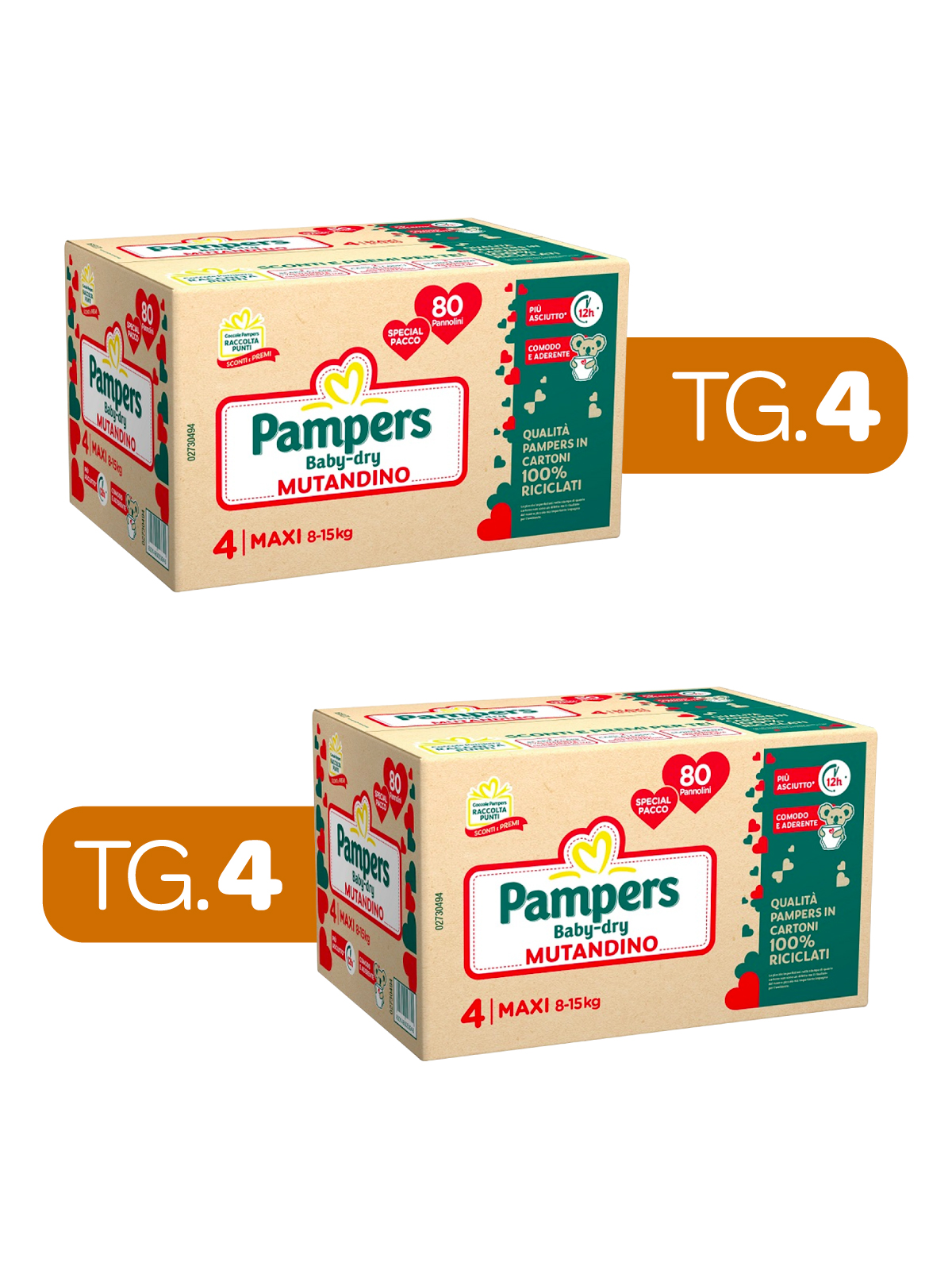 Pampers – 2 pack special pack baby dry mutandino maxi taglia 4 (8-15 kg) – 80 pz -