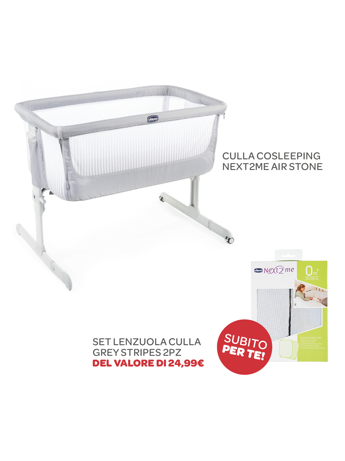 Chicco - next2me air stone + set per culla -