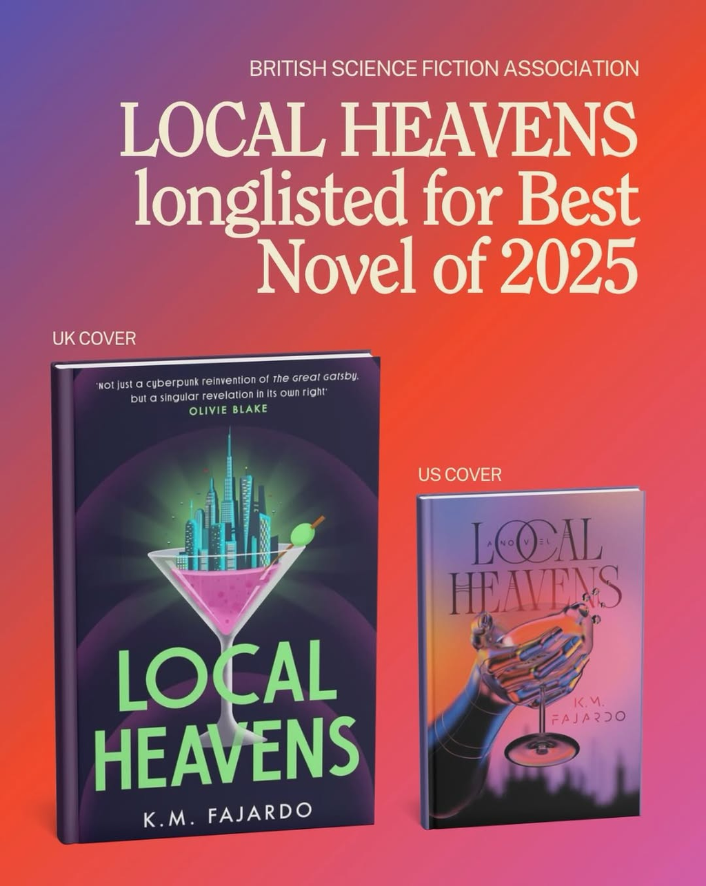 LOCAL HEAVENS has been long listed for the BSFA Best Novel of 2025