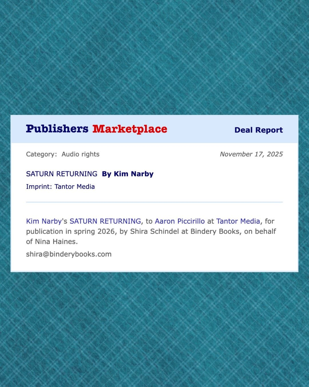 SATURN RETURNING will be available in audiobook! 🎧🪐💫