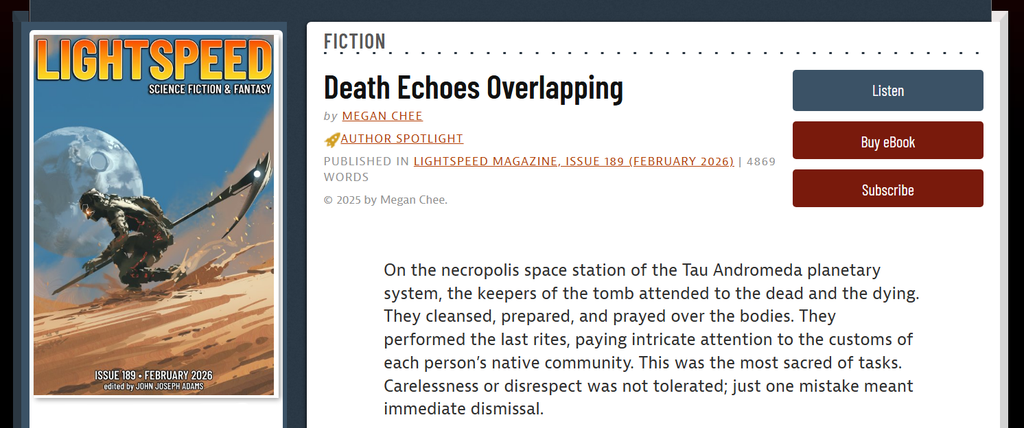 "Death Echoes Overlapping" - New Short Story from Skies Press Author Megan Chee! 