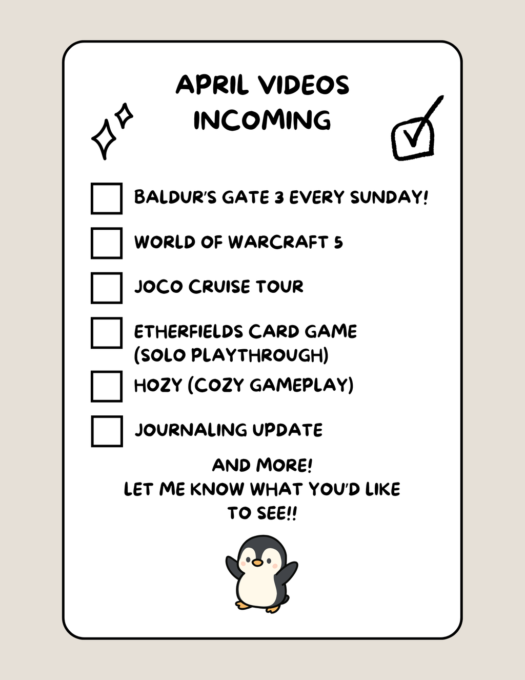 April Youtube Video Plans!