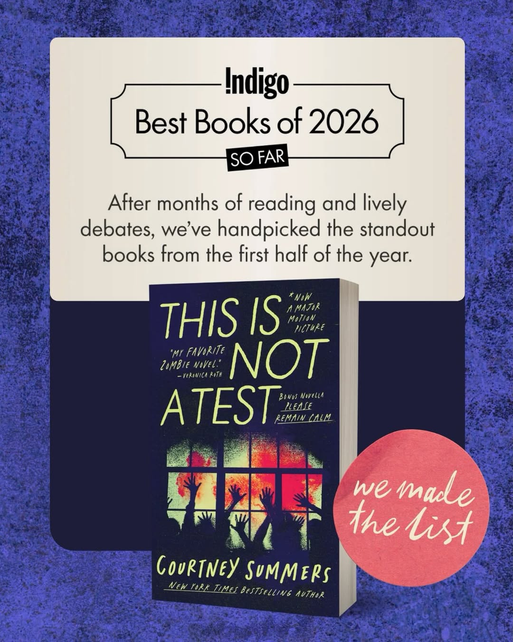 THIS IS NOT A TEST is one of Indigo’s Best Books of 2026! 
