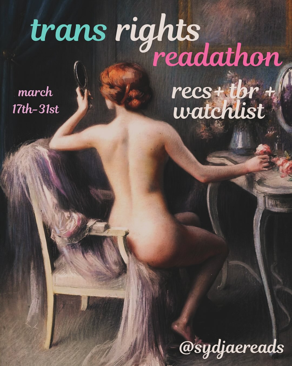 the trans rights readathon is upon us !! 🏳️‍⚧️🏳️‍⚧️🏳️‍⚧️ 
the readathon takes place from march 17