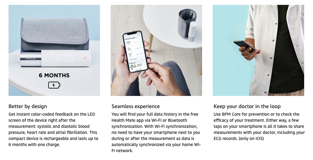 Smart blood pressure monitor with ECG & digital stethoscope - BPM Core