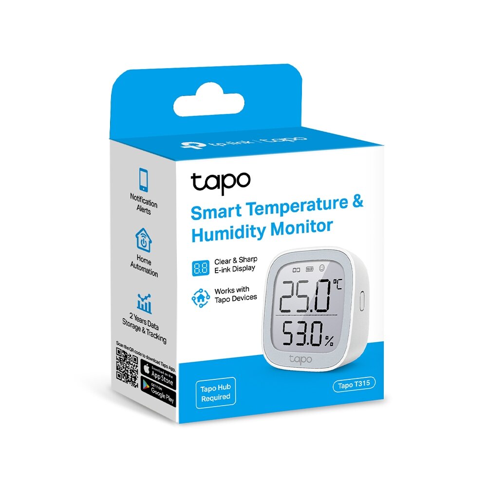 TP-LINK Tapo T315 Smart Temperature & Humidity Monitor (Tapo H100 Hub  Required)