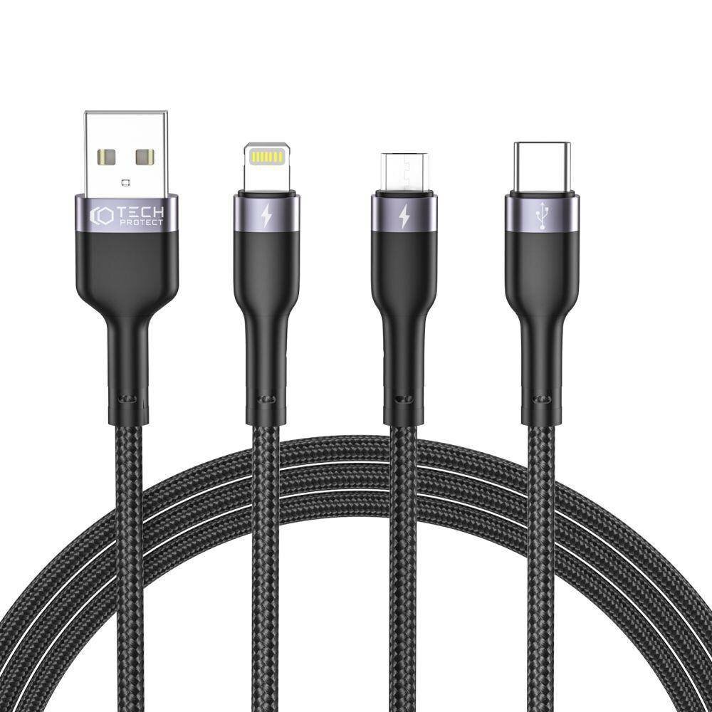 2m 3 In 1 Cable USB-A to Lightning Micro USB-C