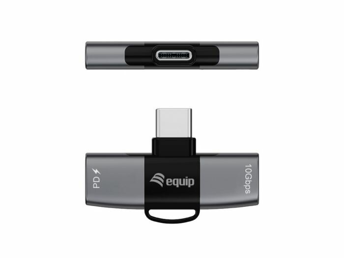 Equip 2 in 1 USB-C OTG Adapter USB-C Male to Dual USB-C Female Splitter 10Gbps OTG 100W PD USB-C Audio & Data Hub (133479)