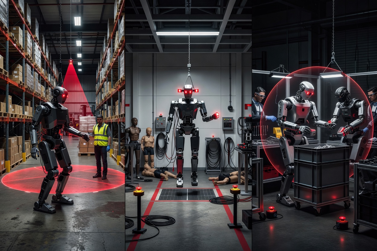 Humanoid robot collaborative workcell with safety separation zone