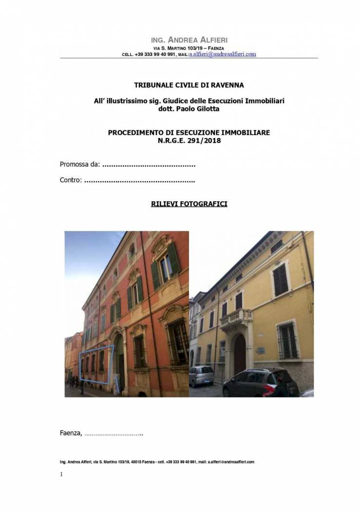 SI PROPONE IN ASTA PORZIONE DI PALAZZO STORICO A FAENZA