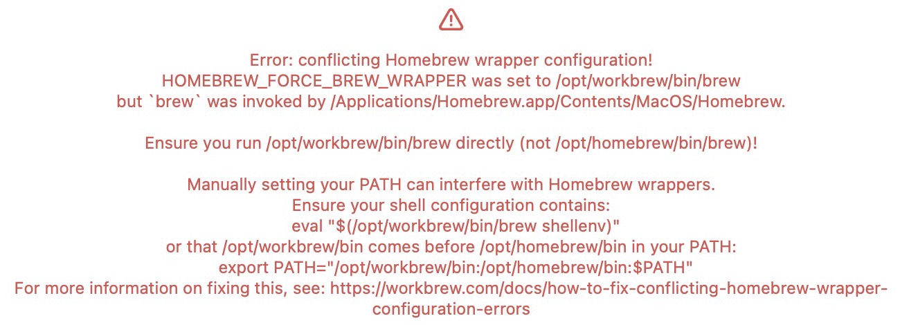 the Workbrew user’s Configuration tab error