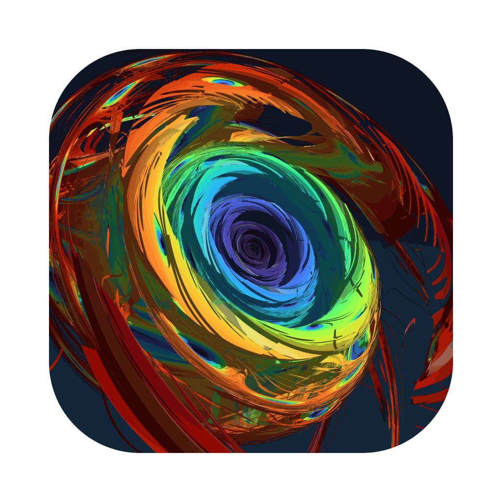 The Spirula Studio icon, an orange and blue swirl